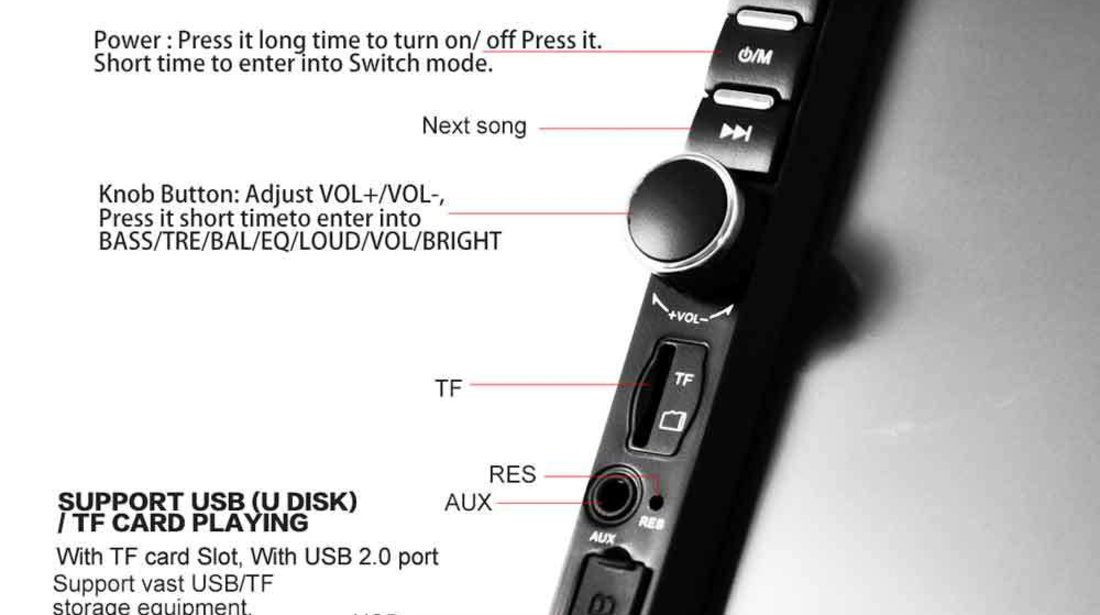 Casetofon DVD Mp3,Mp4,Mp5,Player Auto Display7 inch Bluetooth Hands Free,card,USB 2Din