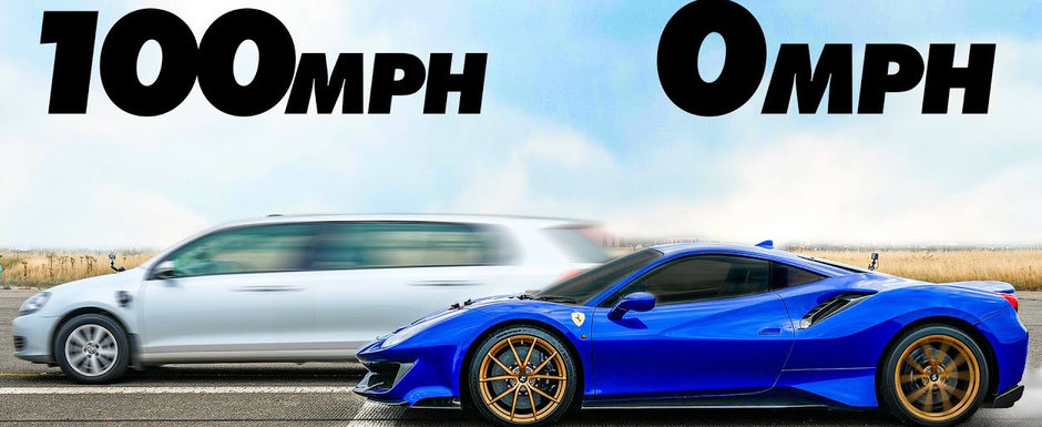 Cat de rapid este un Ferrari in comparatie cu o masina normala? Video cu cel mai tare experiment de pe internet