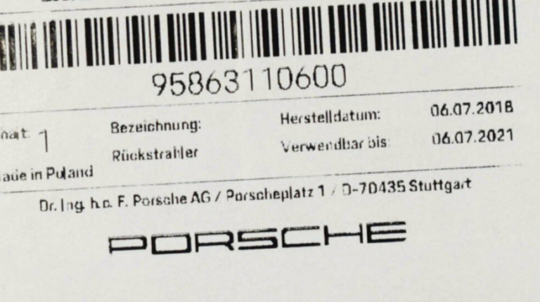 Catadioptru Bara Spate Dreapta Oe Porsche Cayenne 2 92A 2010-2014 958945106