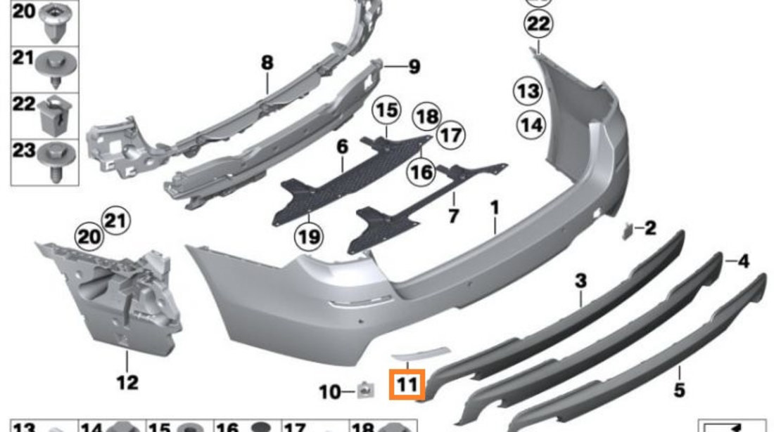 Catadioptru Bara Spate Stanga Oe Bmw Seria 5 F11 2009-2016 M-Pachet 63147210795