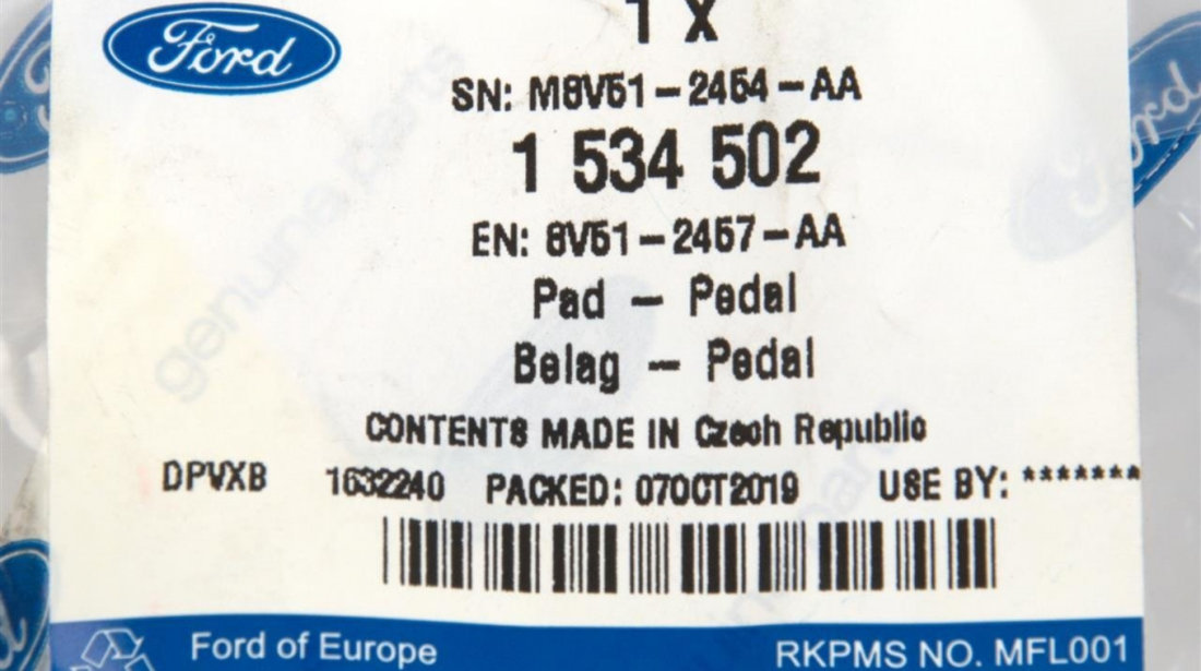 Cauciuc Pedala Frana / Ambreiaj Oe Ford Fiesta 6 2009→ 1534502