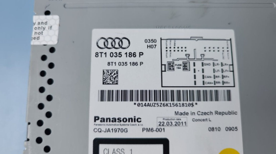 CD Player Audi A4 B8 2.0 Tdi CJC 2011 Cod : 8T1035186P