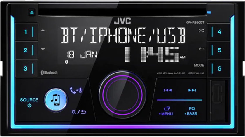 CD Player JVC KW-R930BT 2DIN 4x50W USB / AUX / BLUETOOTH