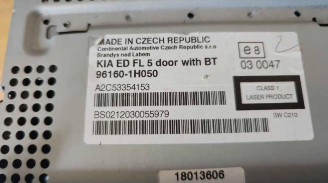 Cd player Kia Cee'd 1.6 CRDI combi cod motor D4FB 128 cp/94KW transmisie automata an 2012 cod 96160-1H050