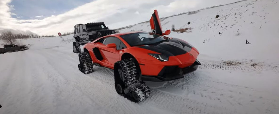 Ce nu face lumea pentru popularitate. El si-a montat senile pe Lamborghini si l-a scos la o tura prin zapada