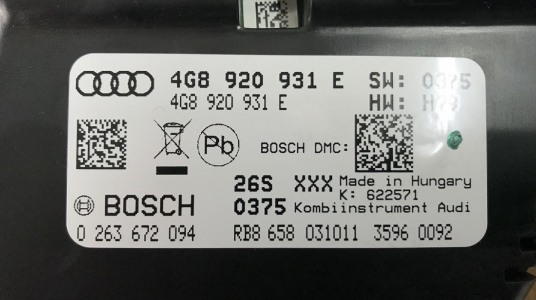 Ceas bord Audi A6 2012 sedan 2012 (4G8920031E)
