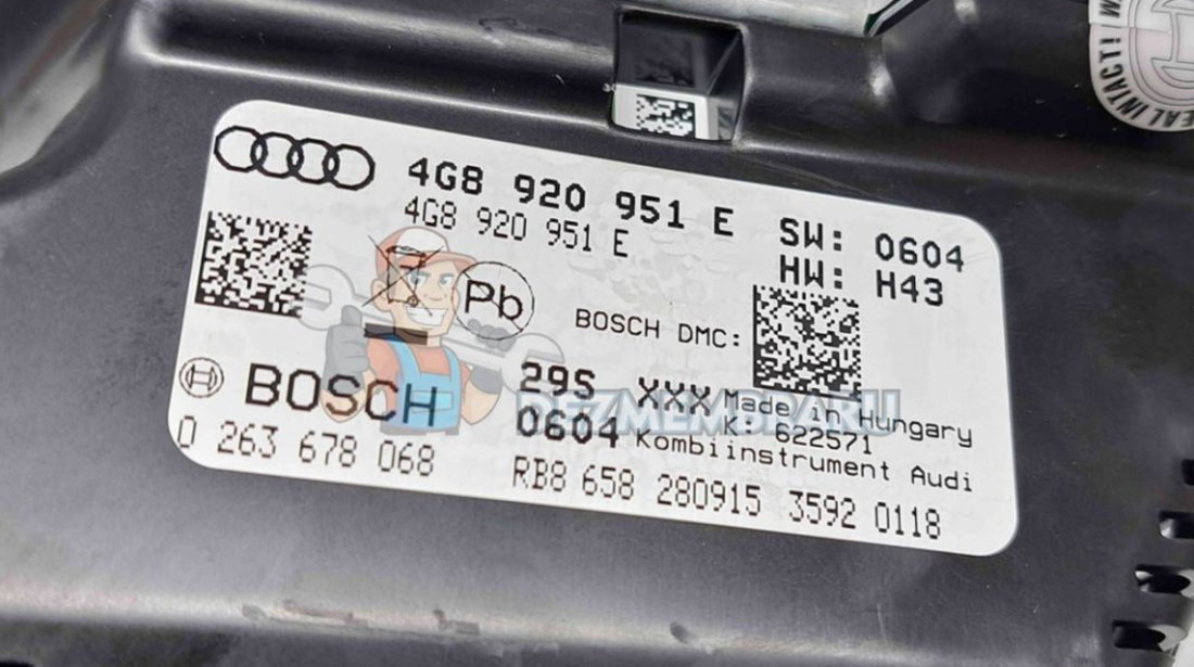 Ceas bord Audi A6 (4G5, C7) [Fabr 2011-2017] 4G8920951E