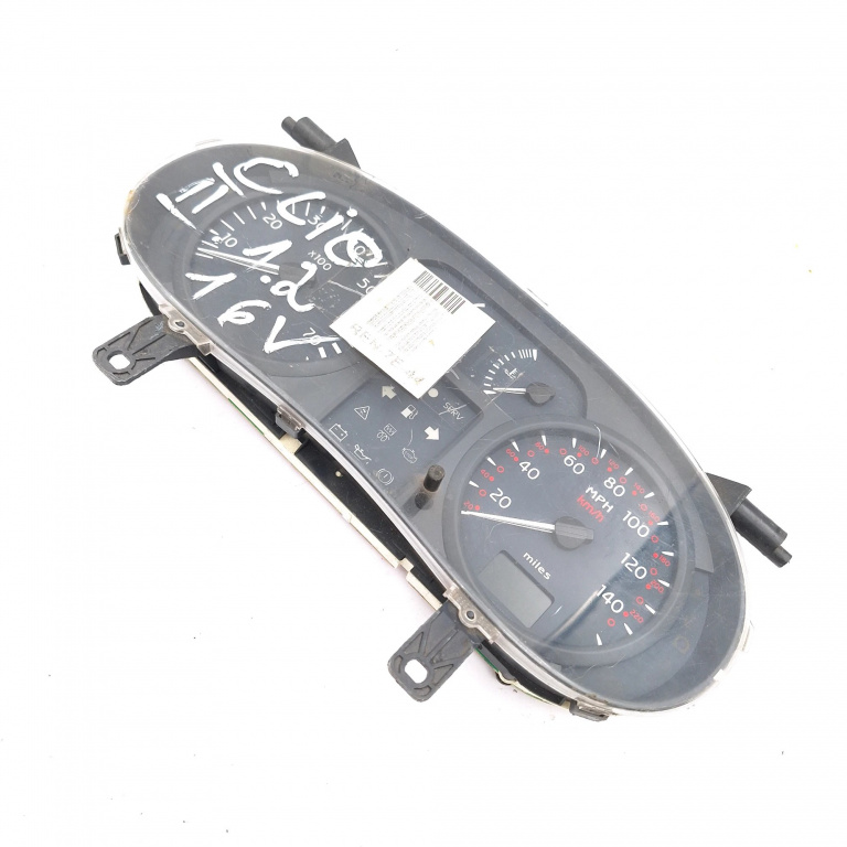 Ceas Bord / Instrument De Bord Renault Clio 2 / Symbol 1 1998-2008 1.2 16V (Bb05, Bb0W, Bb11, Bb27, Bb2T, Bb2U, Bb2V, Cb05...) D4F 712 Benzina Anglia - Afisaj Mile Si Km Benzina P8200059780, 216539096, Ns0840664P, 21659071, Ren7E4, 216586110, 2165017