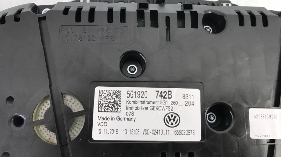 Ceas bord VW Golf 7 Variant 1.4 TGI CPWA, DSG 7 SMN sedan 2017 (5G1920742B)