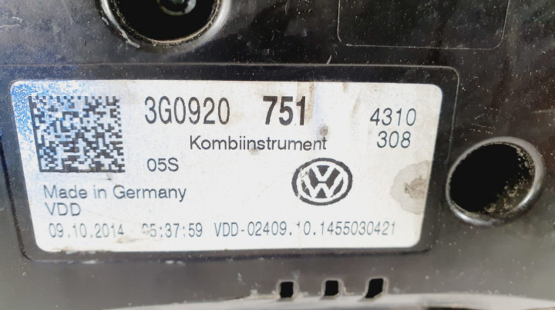 Ceas ceasuri de bord 3g0920751 Volkswagen VW Passat B8 [2014 - 2020]