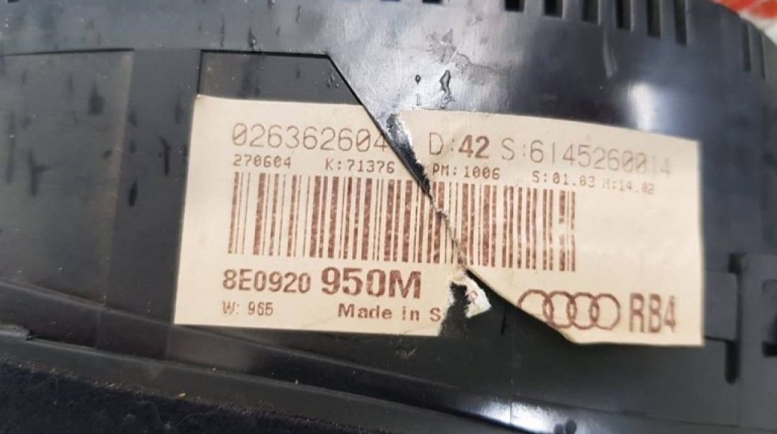 Ceasuri bord Audi A4 B6 8e0920950m