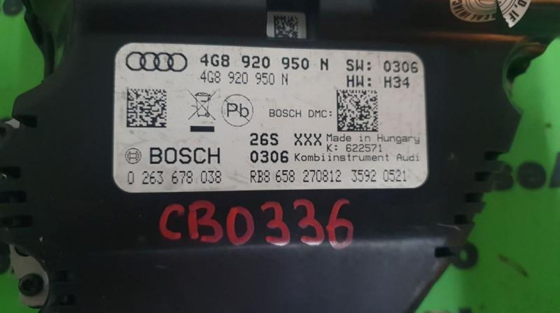 Ceasuri bord Audi A6 (2010->) [4G2, C7] 0263678038