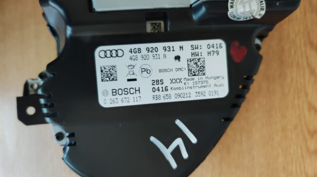 Ceasuri bord Audi A6 C7 3.0 TDI cod motor CDU an 2012 cod 4G8920931N