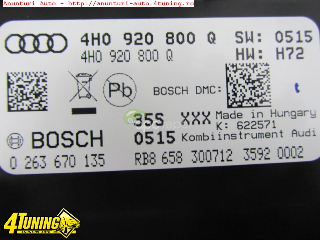 Ceasuri bord Audi S8 4H originale cod 4H0920800Q