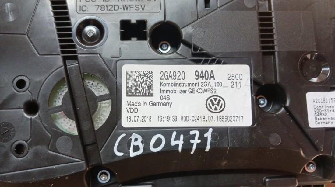 Ceasuri bord Volkswagen T-ROC (07.2017-) 2ga920940a