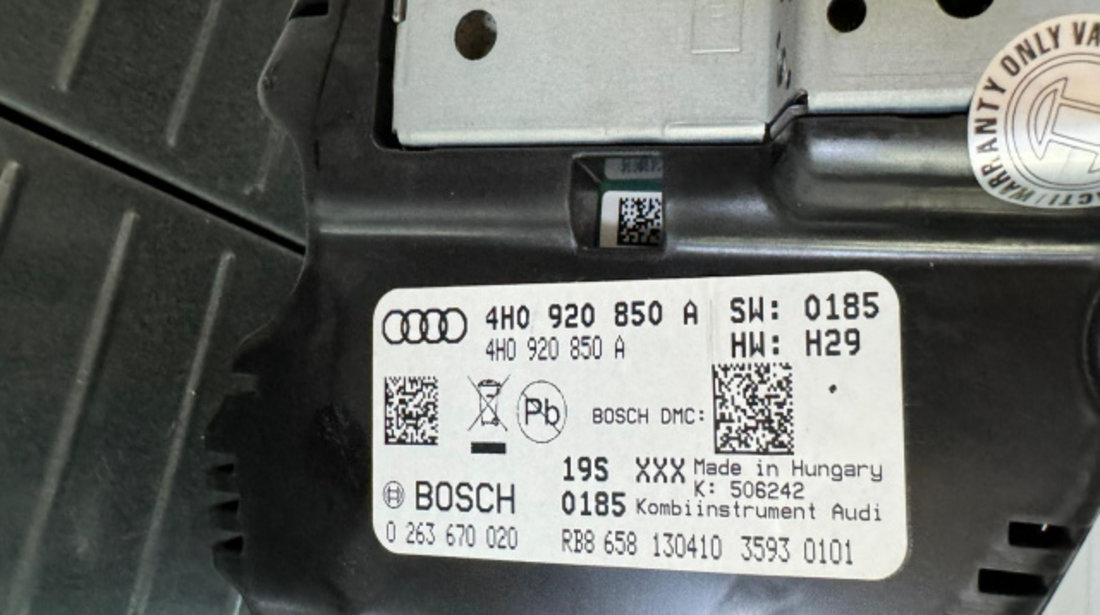 Ceasuri de bord pe Anglia Audi 4H0920850A 4H0920850A Audi A8 D4/4H [2010 - 2014] Sedan 4.2 TDI quattro tiptronic (350 hp)