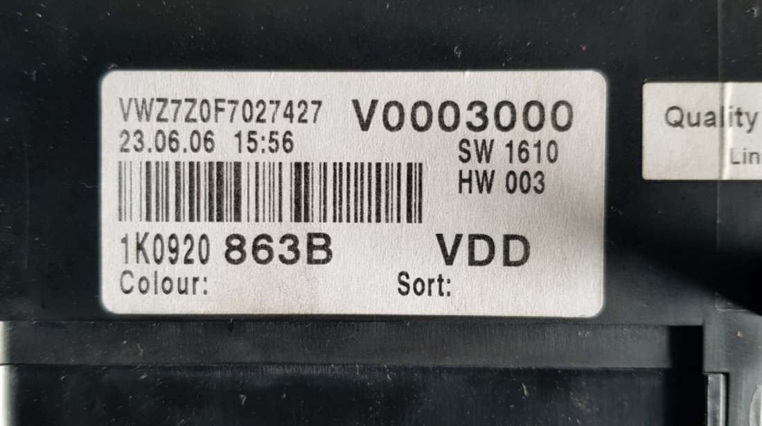 Ceasuri de bord VW Golf V 1.9 TDI 105 CP BLS cod 1K0920863B