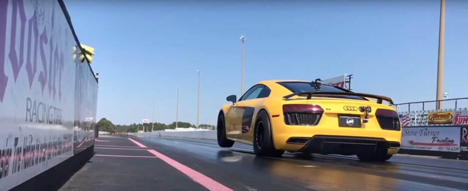 Cel mai rapid Audi R8 din lume se ridica pe doua roti si stabileste un nou record mondial. Video