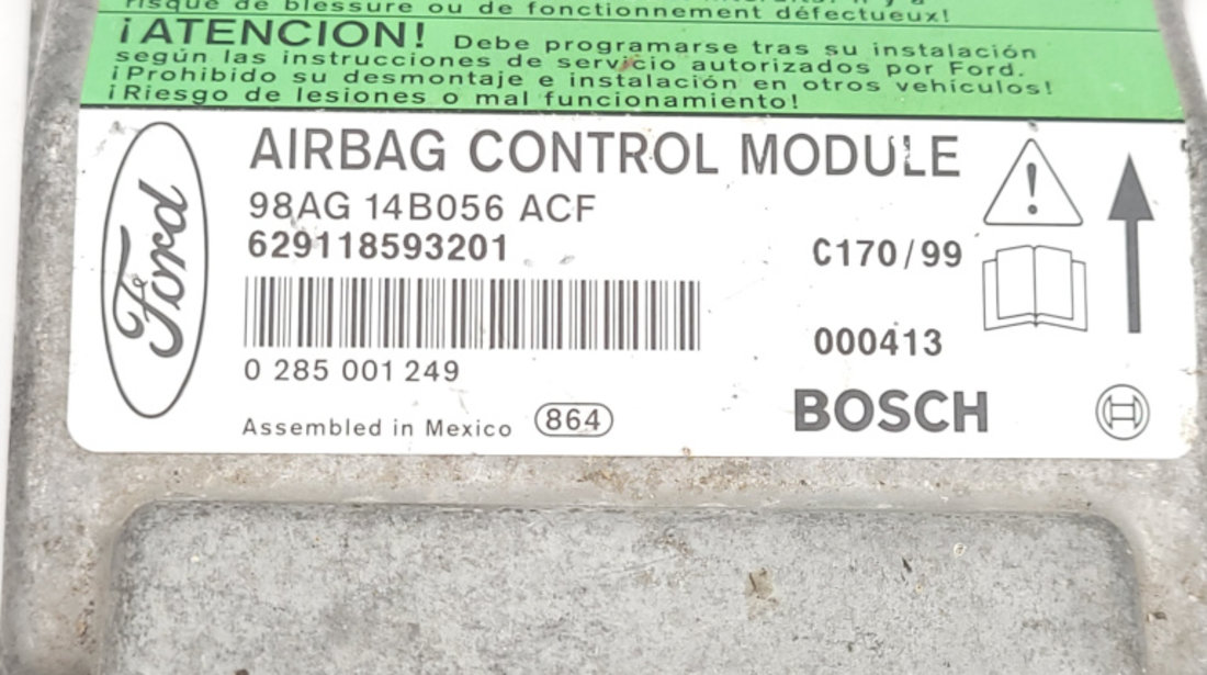 Centralina Airbag Ford FOCUS Mk 1 1998 - 2007 98AG14B056ACF, 98AG 14B056 ACF, 0285001249, 0 285 001 249