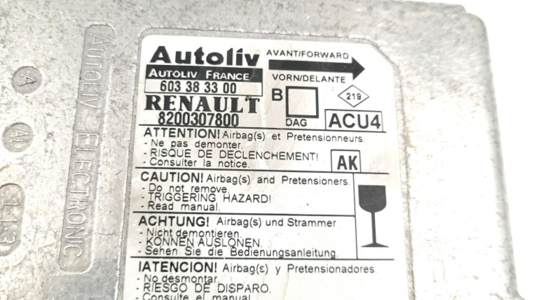 Centralina Airbag Renault MEGANE 2 2002 - 2012 8200307800, 603383300, D073MA43494