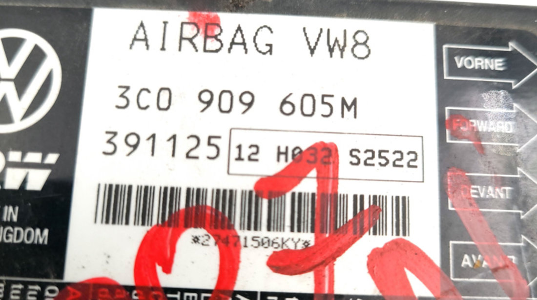 Centralina Airbag VW PASSAT B6 2005 - 2010 3C0909605M, 3C0 909 605M, 39112512