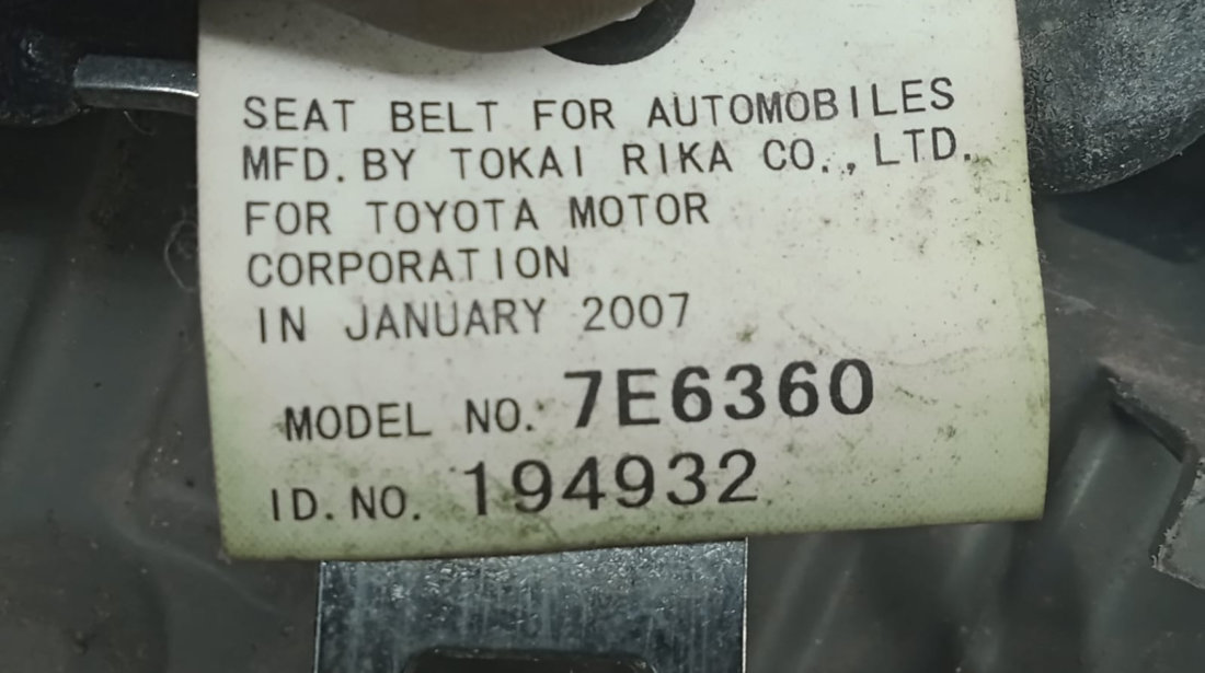 Centura de siguranta plafon acoperies 7e6360 Toyota Rav 4 3 (XA30) [2005 - 2010]