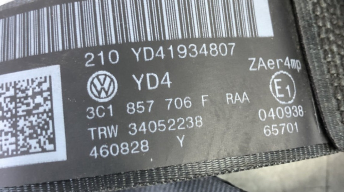 Centura dreapta fata Volkswagen Passat B7 Variant 2.0 TDI 4Motion DSG , 170cp sedan 2012 (3C1857706F)