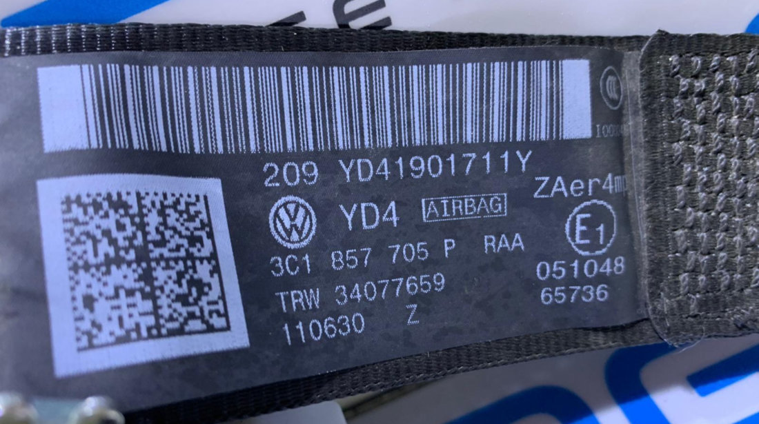 Centura Siguranta Stanga Fata Sofer Volkswagen CC 2012 - 2017 Cod 3C1857705P