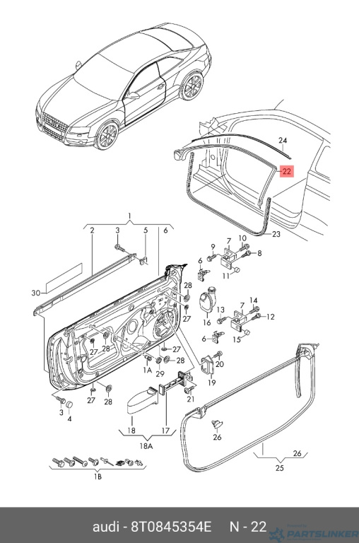 Cheder caroserie usa dreapta Audi A5 (8T3) Sportback Coupe 2009 OEM 8T0845354E