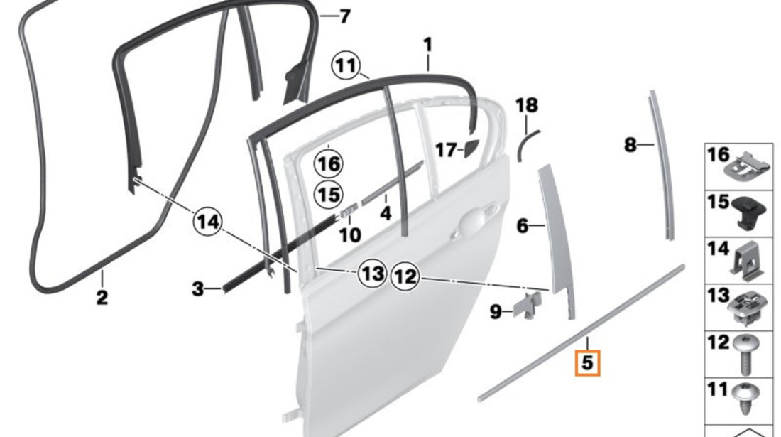 Cheder Exterior Geam Usa Spate Stanga Oe Bmw Seria 3 F31 2011→ 51357258291