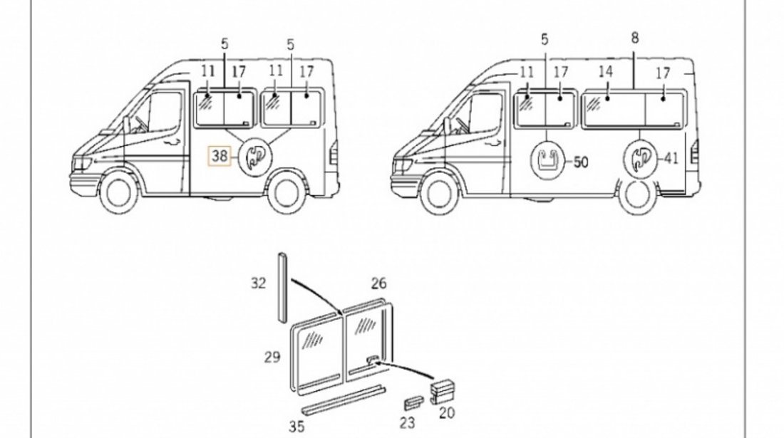 Cheder Geam Fata Stanga Oe Mercedes-Benz Sprinter 1 1995-2006 A9016740620