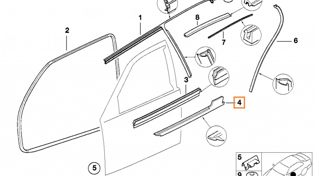 Cheder Geam Usa Fata Dreapta Oe Bmw Seria 3 E36 1990-1998 51211960648