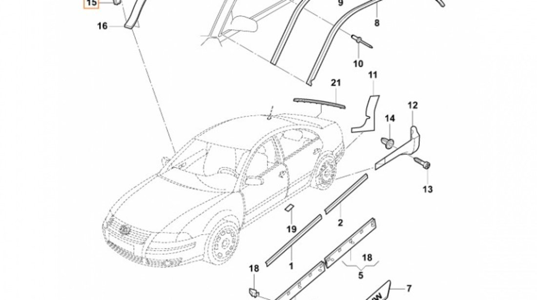 Cheder Parbriz Stanga Oe Volkswagen Passat B5 2001-2005 3B0854327CB41