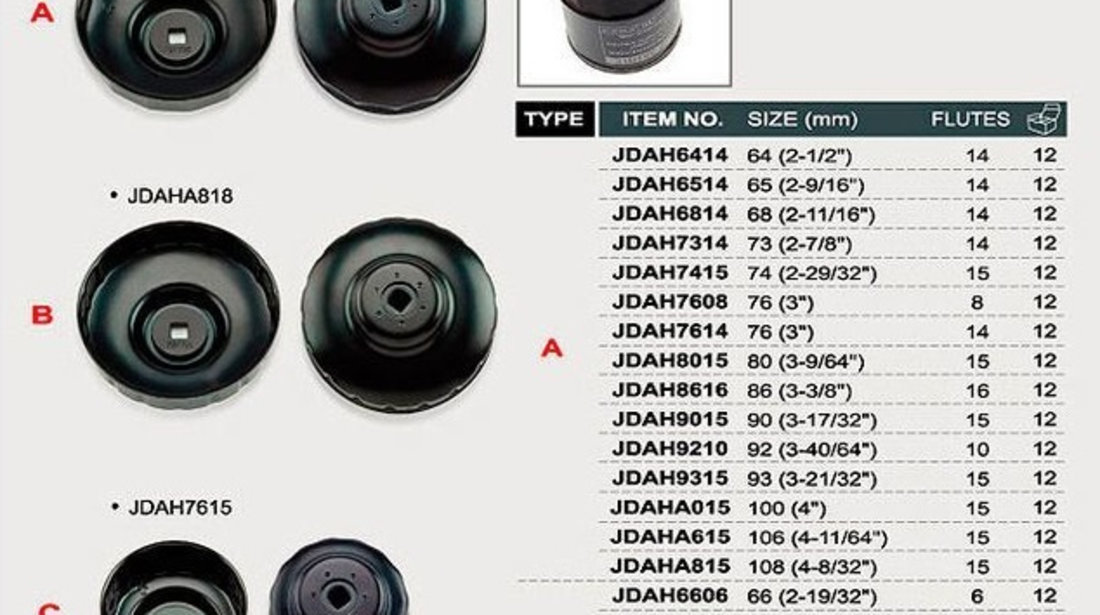 Cheie Filtru Ulei Toptul 86mm 16 Dinti JDAH8616