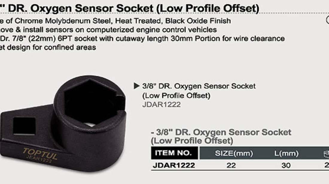 Cheie Senzor Oxigen 3/8 22MM Toptul JDAR1222