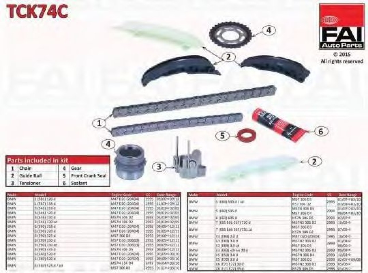 Chit lant de distributie BMW Seria 1 (E87) (2003 - 2013) FAI AutoParts TCK74C piesa NOUA