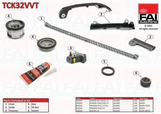 Chit lant de distributie NISSAN ALMERA II Hatchback (N16) (2000 - 2016) FAI AutoParts TCK32VVT piesa NOUA