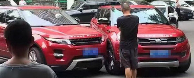 Ciocnirea asta este desprinsa parca din filmele de comedie. Un LandWind X7 a intrat intr-un Range Rover Evoque