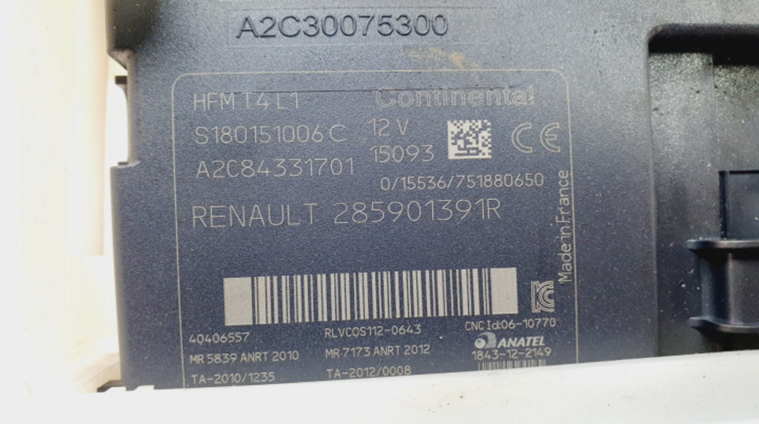 Cititor card cartela 285901391r a2c84331701 Renault Captur [2013 - 2017] 1.5 dci K9K 608