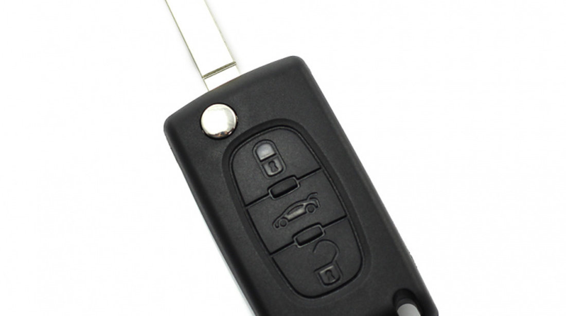 Citroen / Peugeot 307 - Carcasa tip cheie briceag cu 3 butoane, lama VA2-SH3, fara suport baterie, buton portbagaj CC094