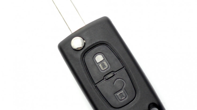 Citroen / Peugeot 407 - Carcasa tip cheie briceag cu 2 butoane, lama HU83-SH2 fara suport baterie