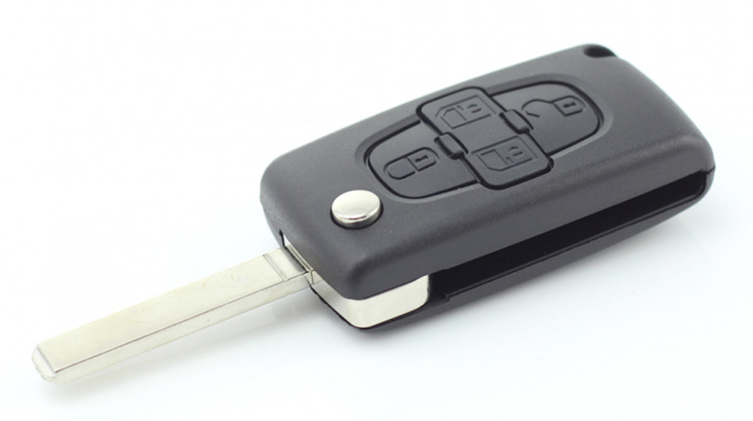 Citroen / Peugeot - Carcasa tip cheie briceag cu 4 butoane si suport baterie, lama tip VA2-SH4 CC201