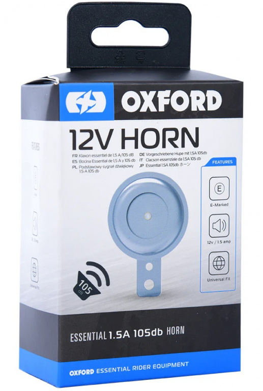 Claxon Moto Oxford 12V 1.5A 105dB Crom OX780