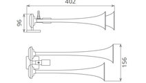 CLAXON ROSU CAMION CU DOUA GOARNE 24V 1A 80AH2400K...