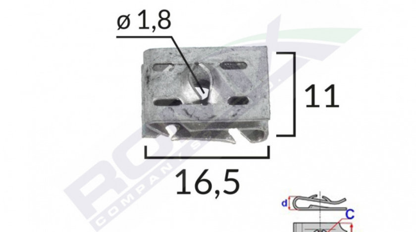 Clema Fixare Elemente Motor Pentru Grup Vag 1.8x16.5x11mm Set 10 Buc Romix C60580-RMX