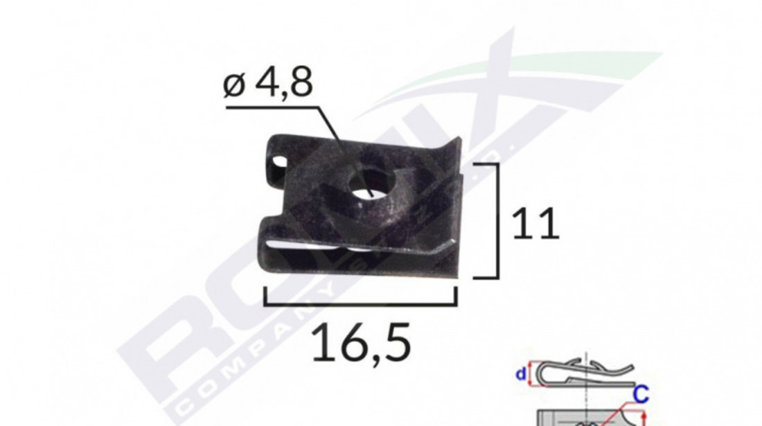 Clema Fixare Pentru Audi, Vw, Skoda 4.8x11x16.5mm Negru - Set 10buc Romix C70173-RMX