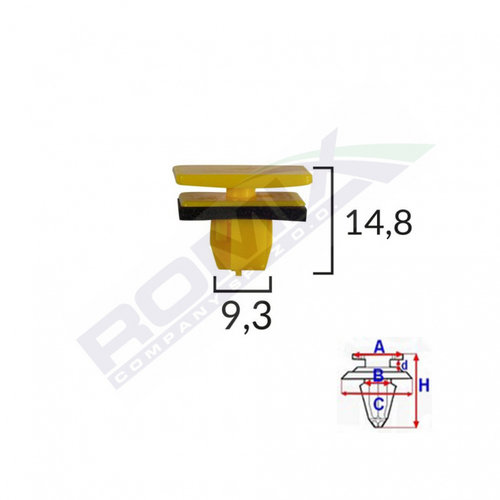 Clips Fixare Elemente Exterioare Pentru Hyundai 9.3x14.8mm - Galben Set 10 Buc Romix 80106-RMX