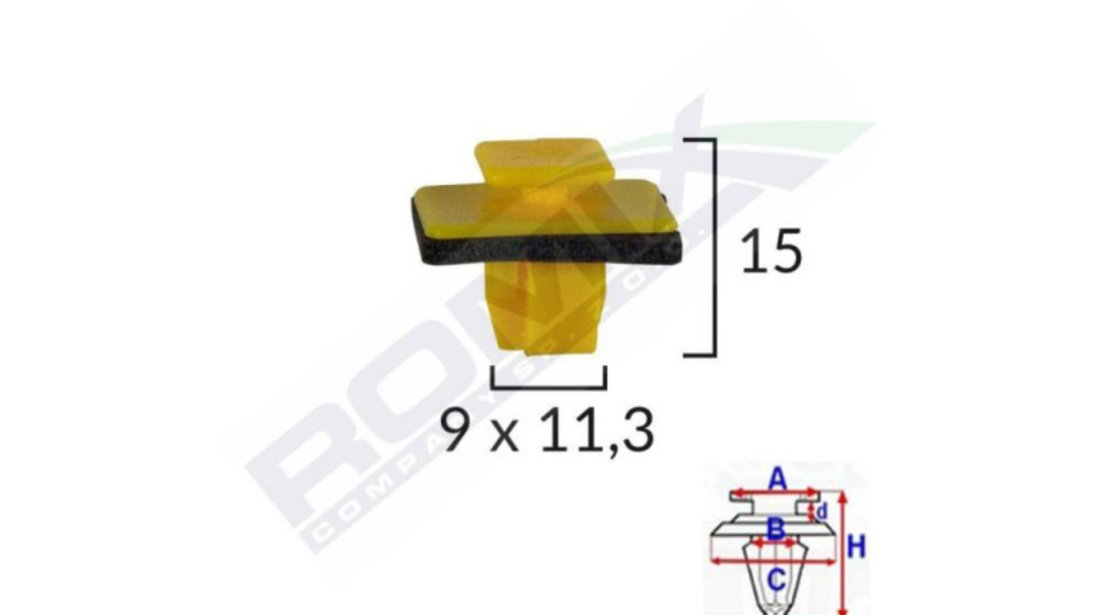 Clips fixare elemente exterioare pentru hyundai 9x11.3x15mm - galben set 10 buc UNIVERSAL Universal #6 B26969-RMX