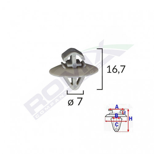 Clips Fixare Elemente Exterioare Pentru Iveco/opel/renault 7x16.7 - Gri Set 10 Buc Romix 71187-RMX
