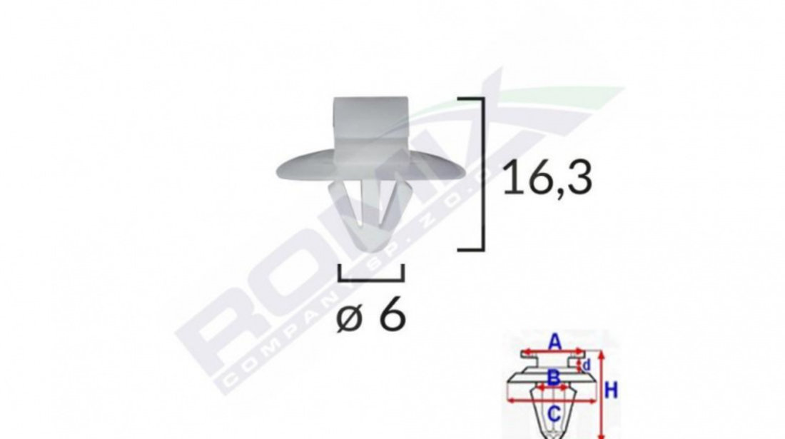 Clips fixare elemente exterioare pentru iveco/opel/renault 6x16.3 - gri set 10 buc UNIVERSAL Universal #6 71188-RMX